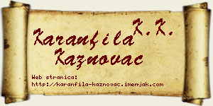 Karanfila Kaznovac vizit kartica